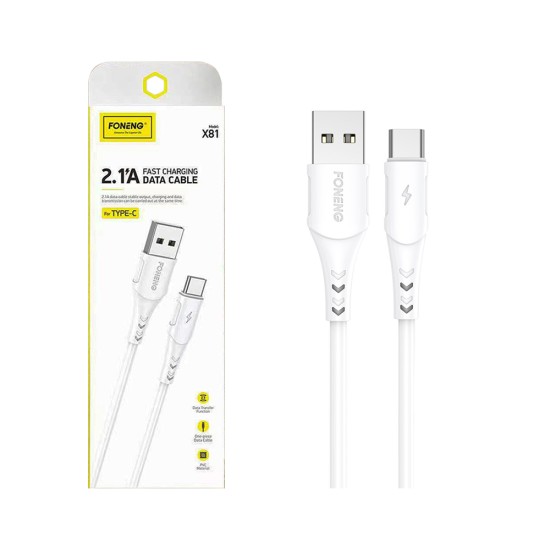 Foneng Type C Data Cable X81 2.1A 1m White